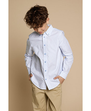 Тканая оксфордская рубашка в тонкую полоску с длинными рукавами для больших мальчиков Brooks Brothers