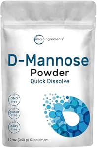 Micro Ingredients D Mannose Powder (Порошок), 12 Ounces, Pure Mannose Supplement, Quick Water Soluble, Support Urinary Tract Cleanse & Bladder Health, Premium Mannose Micro Ingredients