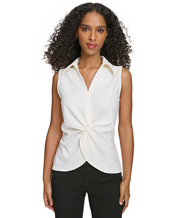 Женская рубашка без рукавов с поворотным воротником Calvin Klein