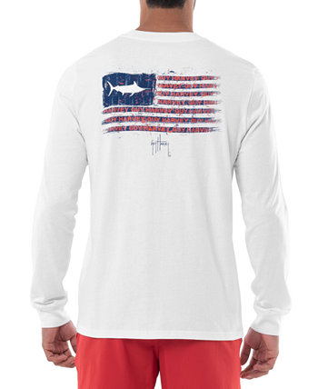 Men's Flag Graphic Long-Sleeve Crewneck T-Shirt Guy Harvey