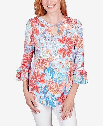 Petite Bold Floral Puff Print Top Ruby Rd.
