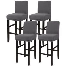 Stretch Bar Stool Covers for Counter Short Back Chair Slipcovers 4Pcs PiccoCasa