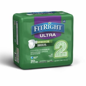 FitRight OptiFit Stretch Ultra Briefs, Adult Disposable Incontinence Diapers with Tabs, Heavy Absorbency, Large-2XL, 51"-70", 20 Count FitRight