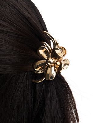 ASOS DESIGN hair claw with floral detail in gold tone ASOS DESIGN