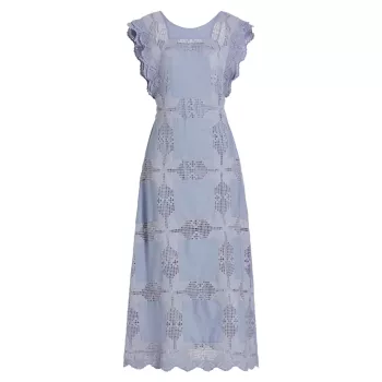 Beryl Linen &amp; Cotton Lace Midi-Dress Magali Pascal