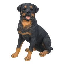 20.75&#34; Black and Brown Rottweiler Sitting Statue Hi-Line Gifts
