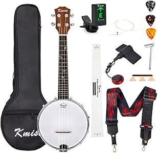 Kmise, 4, Banjolele Banjo Ukulele Concert Size 23 Inch, with Bag Tuner Strap Strings (Pickup Picks Ruler Wrench Bridge) Kmise