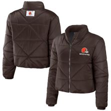 Women's WEAR by Erin Andrews  Brown Cleveland Browns Cropped Puffer Full-Zip Jacket Unbranded