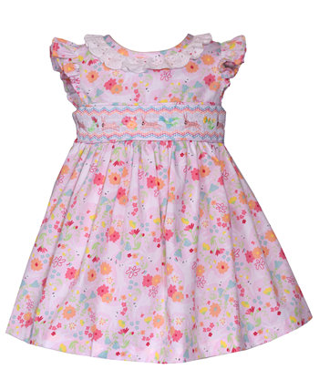 Платье из поплина с развевающимися рукавами и принтом кролика для маленьких девочек Bonnie Baby