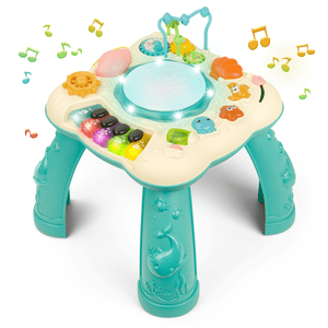 Infant Musical Learning Table, Toddler Activity Table Interactive Toys, Baby Busy Board Educational Learning Toy with Lights and Music, for 6 to 12-18 Months Boys Girls Preschool Gifts DAKOMM