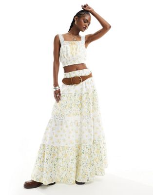 Kiss The Sky yellow floral prairie maxi skirt - part of a set Kiss The Sky