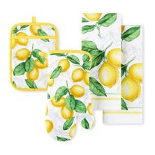 Martha Stewart Lots Of Lemons 4-Pack Kitchen Towel, Oven Mitt & Potholder Set Martha Stewart