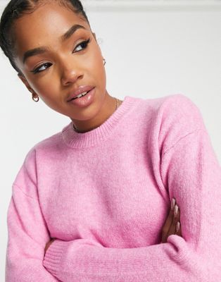 New Look crew neck knit sweaters in bright pink New Look