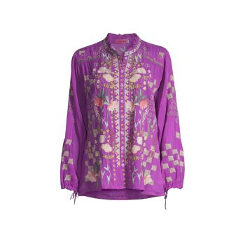 Brielle Embroidered Floral Blouse Johnny Was
