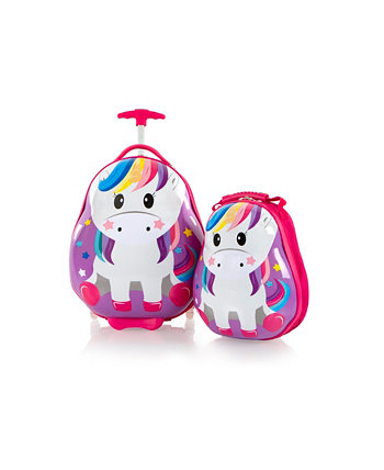 Travel Tots Комплект из 2 легких детских чемоданов и рюкзаков с изображением единорога Heys