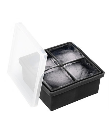 Большая силиконовая форма для льда на 4 кубика с прозрачной крышкой THIRSTYSTONE