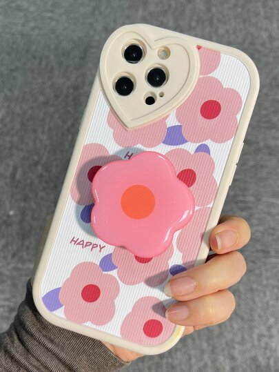 Чехол для телефона с цветочным узором с выдвижной ручкой для телефона SHEIN