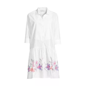 Платье-рубашка длиной до колена с цветочной вышивкой ROSSO35