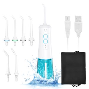 Water Flosser for Teeth, Cordless with DIY Mode and 6 Jet Tips, USB Rechargeable Portable Oral Irrigtor IPX7 Waterproof Electric Teeth Braces, Cleaner Home Travel Use Kisdream