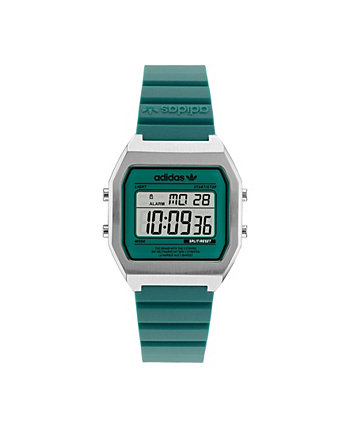 Цифровые часы унисекс с двумя зелеными полимерными ремешками, 36 мм Adidas