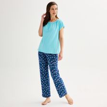 Комплект из пижамного топа с кружевной отделкой Petite Croft & Barrow® и пижамных брюк Croft & Barrow