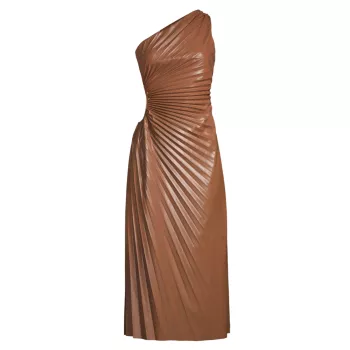 Solie Faux-Leather Pleated Maxi Dress DELFI