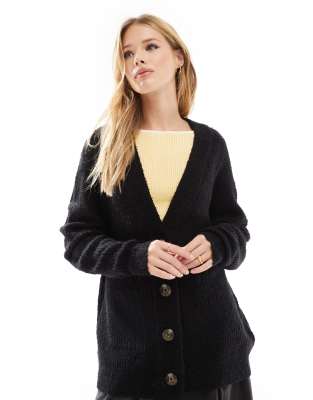 Threadbare brushed cardigan in black Threadbare