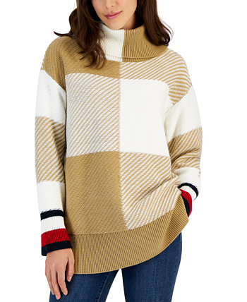 Женский свитер-туника с водолазкой и цветными блоками Tommy Hilfiger