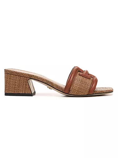 Женские Сабо и мюли Sam Edelman Waylon 45MM Raffia & Leather Sam Edelman