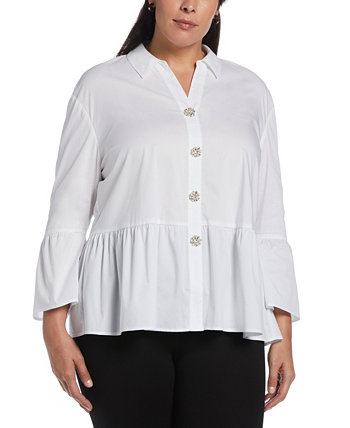 Поплиновая блуза с баской больших размеров ELLA rafaella
