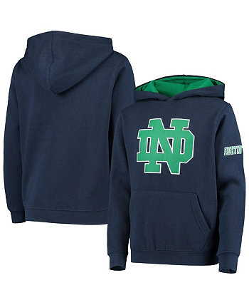 Пуловер с капюшоном с большим логотипом Notre Dame Fighting Irish для мальчиков и девочек темно-синего цвета Stadium Athletic