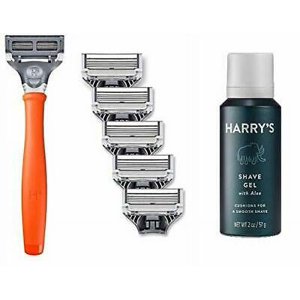 Harry's Men's Razor with 6 Razor Blades AND Shaving Gel 2 oz (Orange) Visit the Harry's Store