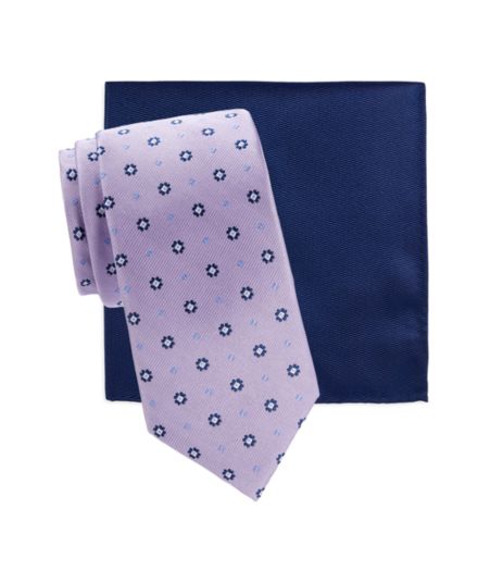 Шелковый галстук из двух частей и усилитель; Карманный платок Saks Fifth Avenue