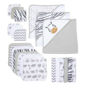 Spasilk Bath Hooded Towels & Washcloths Set for Babies, 23-Piece Gift Set, White Zebra Visit the Spasilk Store