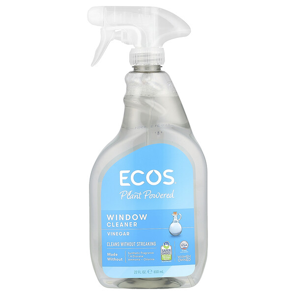 Ecos, Средство для мытья окон, 22 жидких унции (650 мл) Earth Friendly Products