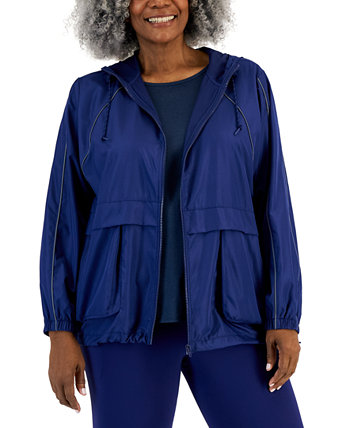 Женская складная куртка с капюшоном и молнией спереди, созданная для Macy's ID Ideology
