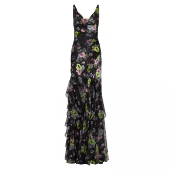 Шелковое платье Isla с оборками и цветочным принтом Cinq a Sept