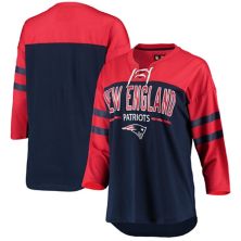 Женская футболка G-III 4Her by Carl Banks темно-синяя/красная New England Patriots со шнуровкой и рукавами 3/4 с двойными крыльями G-III