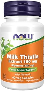 NOW Supplements, Silymarin Milk Thistle Extract 150 mg with Turmeric, Supports Liver Function*, 60 Veg Capsules (Вегетарианские капсулы) NOW Foods