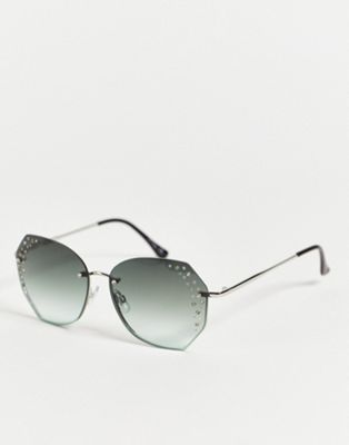 Jeepers Peepers round sunglasses with diamante detail in silver Jeepers Peepers