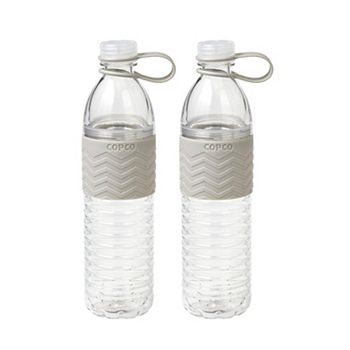 Copco Hydra Sports 2-pack Water Bottle 20 Oz. Non Slip Sleeve Tritan Plastic Reusable - Chevron Gray Copco