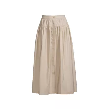 Многоуровневая юбка-миди из хлопкового поплина ROSSO35