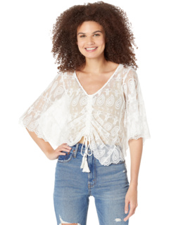 Sheer Embroidered Lined Top Miss Me