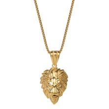 Мужское ожерелье с подвеской в виде головы льва из нержавеющей стали золотого тона с ионным покрытием Unbranded