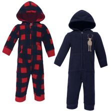 Hudson Baby Infant Boy Fleece Jumpsuits, Coveralls, and Playsuits 2pk, Forest Moose Hudson Baby