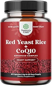 Red Yeast Rice with CoQ10 Supplement - Extra Strength Red Yeast Rice 1200 mg. Capsules (Капсулы) with CoQ10 100mg Per Serving (Порция) - Heart Health Supplement 3rd Party Tested Vegan Non-GMO & Citrinin-Free (2 Months) Natures Craft