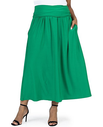 Plus Size Foldover Maxi Skirt With Pockets 24Seven Comfort