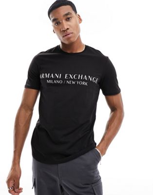 Черная футболка с линейным логотипом Armani Exchange AX ARMANI EXCHANGE