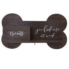 Wooden Leash and Treat Holder, Dog Home Décor for Wall (15 x 8 x 4 In) Farmlyn Creek