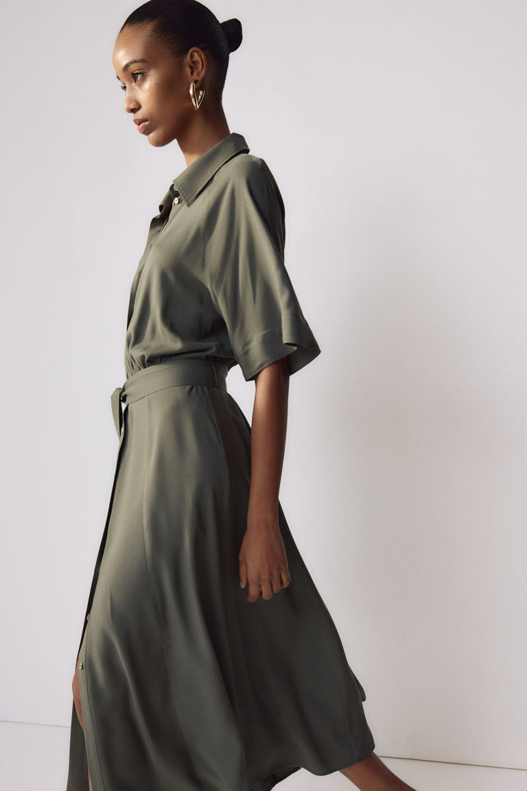 Женское Платье-Рубашка с Поясом H&M H&M
